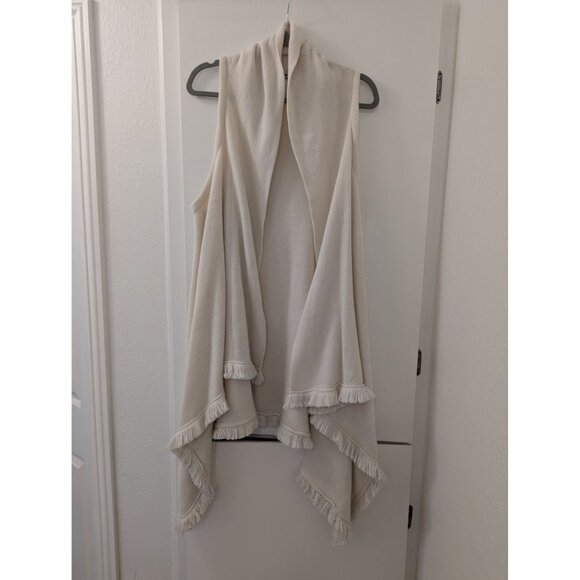 Apt. 9 Cream Open-Front Sleeveless Cardigan Vest With Fringe Hem - Picture 1 of 5